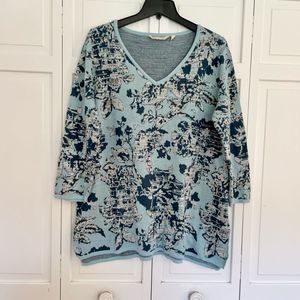 Soft surroundings blue floral sweater size xl